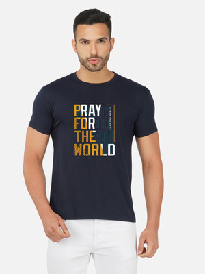 Moda Rapido Printed Men Round Neck Navy Blue T-Shirt