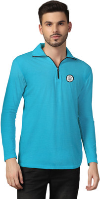 GEUM Solid Men Polo Neck Light Green T-Shirt