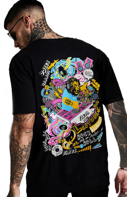 Leotude Printed Men Round Neck Black T-Shirt