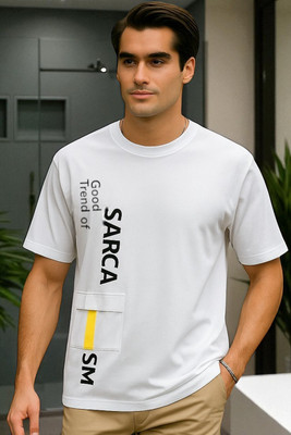 FAOES Typography Men Round Neck White T-Shirt