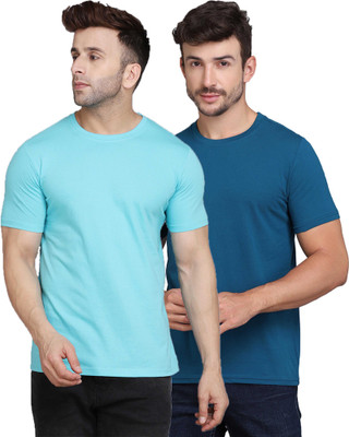 TEEFOX Solid Men Round Neck Blue, Dark Blue T-Shirt
