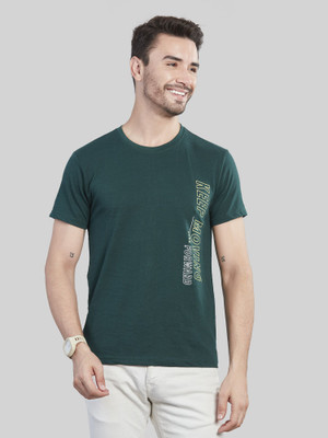 BE POSITIVE Solid Men Round Neck Dark Green T-Shirt