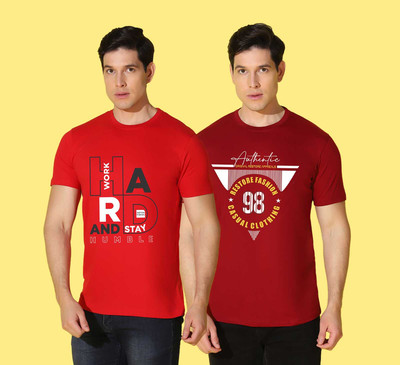 WOOSTRO Typography Men Round Neck Multicolor T-Shirt