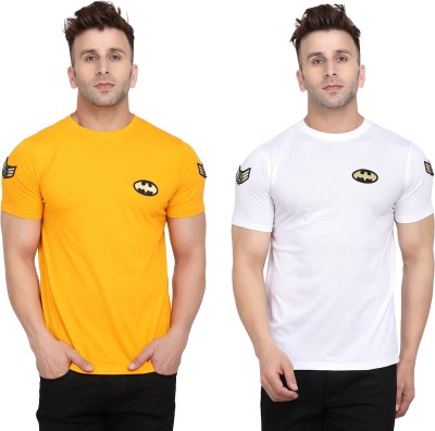 BEYOU FASHION Solid Men Round Neck White, Yellow T-Shirt