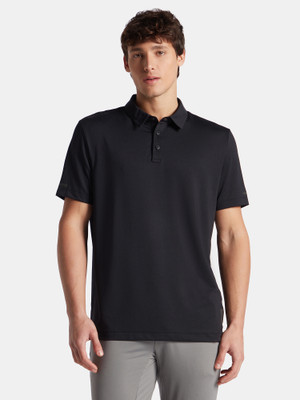 JOCKEY Solid Men Polo Neck Black T-Shirt