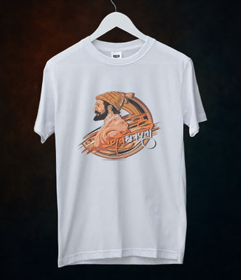 Blood Moon Graphic Print Men Round Neck White T-Shirt
