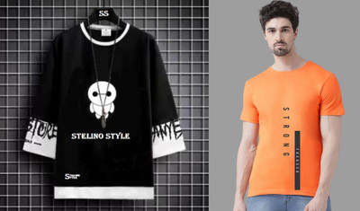 MUUNKEY Printed Men Round Neck Multicolor T-Shirt