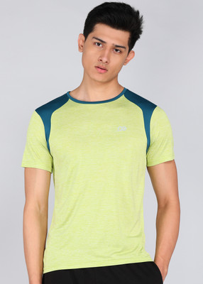 PETER ENGLAND Solid Men Round Neck Green T-Shirt