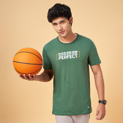 Ajile By Pantaloons Typography Men Round Neck Green T-Shirt