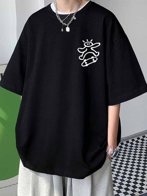 Cool Plus Graphic Print Men Round Neck Black T-Shirt