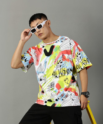RodZen Printed Men Round Neck Multicolor T-Shirt