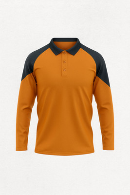 ACTIVE FIT Colorblock Men Polo Neck Orange, Black T-Shirt