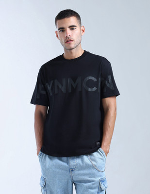 FLYING MACHINE Graphic Print Men Round Neck Black T-Shirt