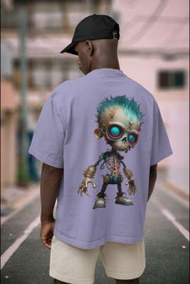 Arfila Printed Men Round Neck Purple T-Shirt