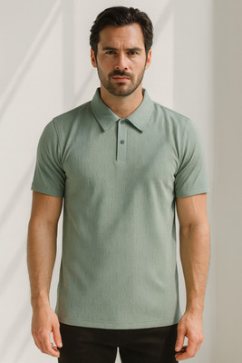 Sportz Fit Solid Men Polo Neck Green T-Shirt