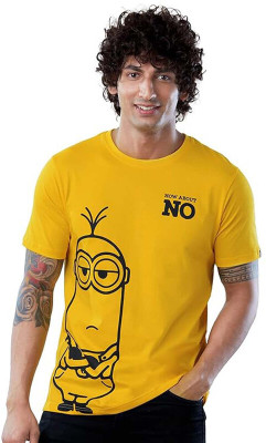 PREM CHANDRA SHARMA Printed, Typography Men Round Neck Yellow T-Shirt