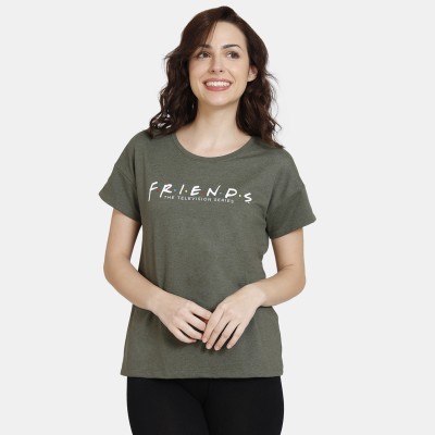 ZIVAME Typography Women Round Neck Green T-Shirt