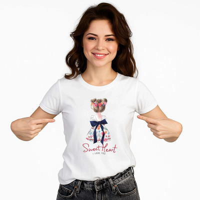 DixitCraftCo Graphic Print Women Round Neck White T-Shirt