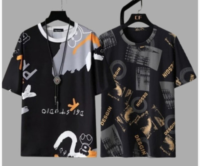 MarcLaure Printed Men Round Neck Multicolor T-Shirt