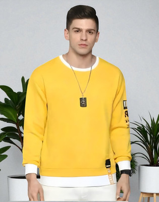 FASHIUM Printed Men Round Neck Yellow T-Shirt