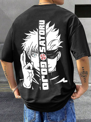 TripBroz Printed Men Round Neck Black T-Shirt