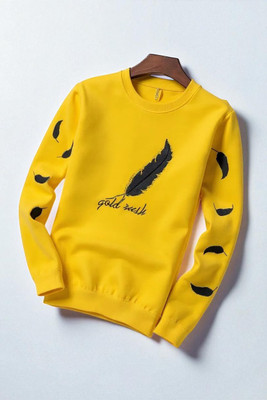 Autna Printed Men Round Neck Yellow T-Shirt