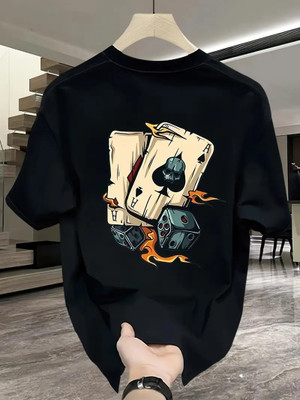 Relva Printed Men Round Neck Black T-Shirt