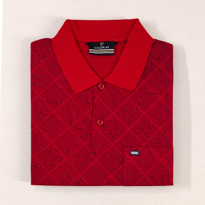 Coldplay Printed Men Polo Neck Red T-Shirt