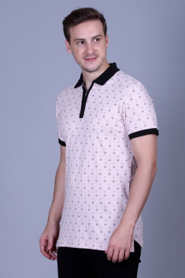 Pyro Spirit Printed Men Polo Neck Pink T-Shirt
