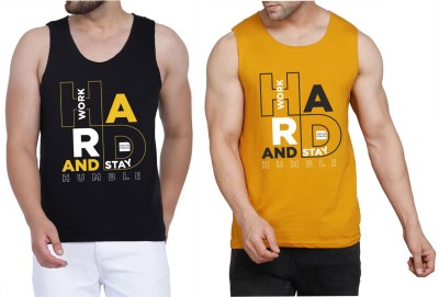 WOOSTRO Printed Men Scoop Neck Black, Yellow, White T-Shirt