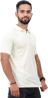 ZODIC FASHION Solid Men Polo Neck Beige T-Shirt
