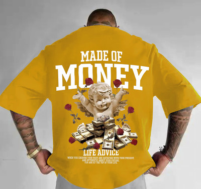 LGR FASHION Printed Men Round Neck Yellow T-Shirt