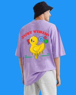 THREEMINDS Printed Men Round Neck Purple, Multicolor T-Shirt