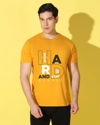 WOOSTRO Graphic Print Men Round Neck Yellow, White T-Shirt