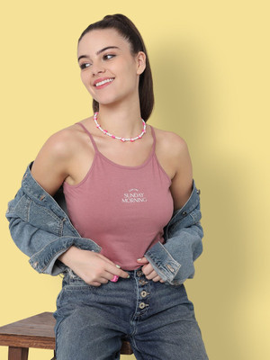 ONLY Printed Women Round Neck Pink T-Shirt