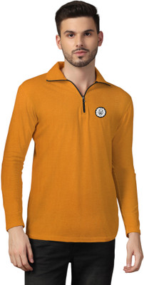 GEUM Printed Men Polo Neck Beige T-Shirt