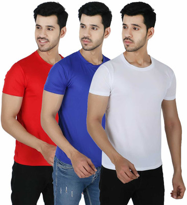 Newsingh Solid Men Round Neck Red T-Shirt