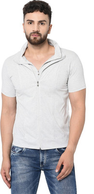Tresna Trending Solid Men Polo Neck Grey T-Shirt