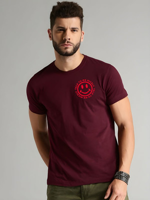 SZN Graphic Print Men Round Neck Maroon T-Shirt