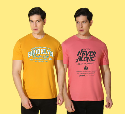 WOOSTRO Printed Men Round Neck Multicolor T-Shirt