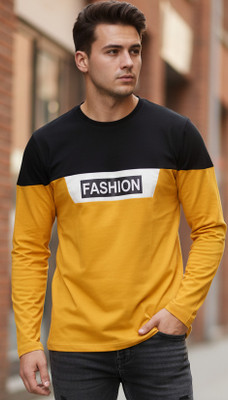 FASHIUM Printed Men Round Neck Yellow T-Shirt