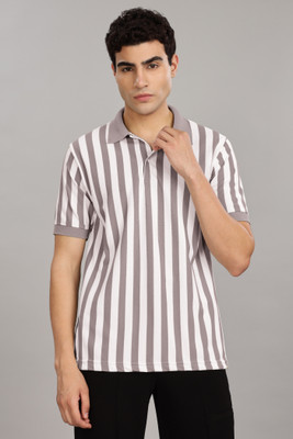 FASHLOOK Striped Men Polo Neck Multicolor T-Shirt