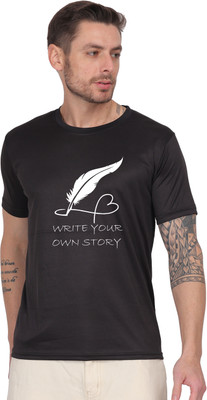 StutiUnique Graphic Print Men Round Neck Black T-Shirt