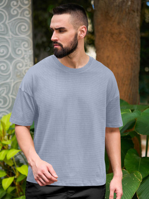 METRONAUT Solid Men Round Neck Grey T-Shirt