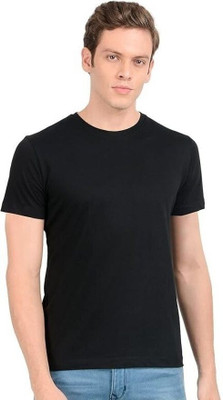 Pavis Solid Men Round Neck Black T-Shirt