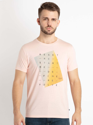 Status Quo Printed, Typography Men Round Neck Pink T-Shirt