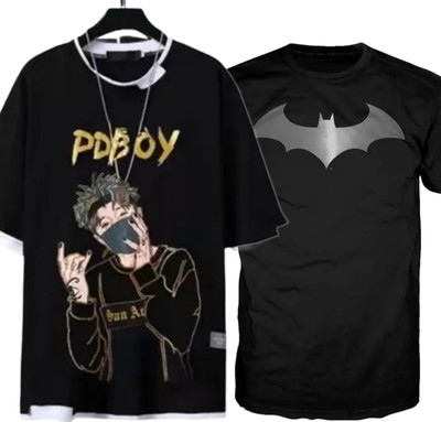 KASPY Printed Men Round Neck Black T-Shirt