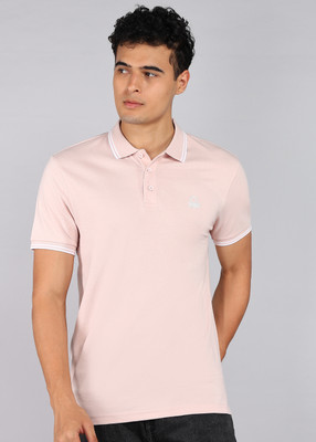 United Colors of Benetton Solid Men Polo Neck Pink T-Shirt