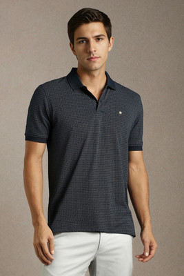 LOUIS PHILIPPE Printed Men Polo Neck Dark Blue T-Shirt