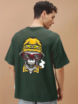 Beniot Printed Men Round Neck Green T-Shirt